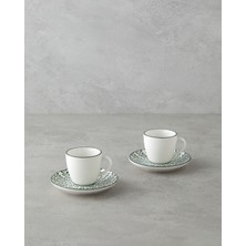 Yeşil Porselen Kahve Fincan Takımı 4 Parça, 2 Kişilik, 90 ml