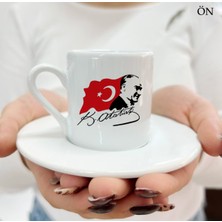 Özel Tasarım Türk Bayraklı Atatürk Temalı Kahve Fincanı