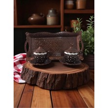 Bakır Osmanlı Desenli 2 Kişilik Türk Kahvesi Fincan Takımı