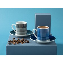 2'li Porselen Kahve Fincan Takımı, Siyah-Lacivert, 80 ml