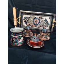 Bakır Mine Işlemeli Kahve Takımı, Şık ve Zarif Tasarım