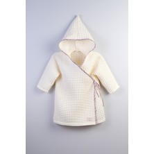 Bondberro %100 Pamuk Waffle Müslin Kumaş Bebek ve Çocuk Kimono Bornoz ( Çiçek Biyeli )
