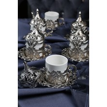 Şık 6 Kişilik Bakır Kaplama Gümüş Kahve Fincan Takımı