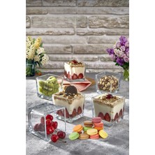 Gülümseten Avm 6 Lı Cup Magnolia Cam Kare Kase | Puding Tatlı Sunum Kasesi | Dondurma Kasesi - Beyaz