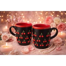 Kiraz Desenli Şık Fincan Kupa Seti, Keyifli Kullanım Için Tasarlandı