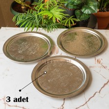 Dmt Copper Home 430 Kalite Krom Çelik 3 Adet Tepsi 24 cm – Fırına Uygun, Osmanlı Motifli, Kebap & Restoran Sunum Tepsisi