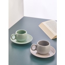 Yeşil Gri 2'li Espresso Kahve Fincan Takımı, Şıklık ve Zarafet