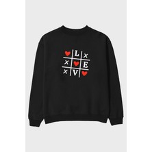 Ankhises Love Xoxo Ön Baskılı Oversize Sweatshirt Erkek Kadın Unisex