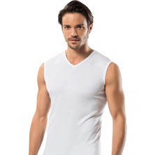 Erdem Erkek V Yaka Sıfır Kollu %100 Pamuklu 6'lı Paket Ribana Atlet