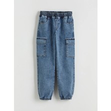 LC Waikiki Lcw Kids Erkek Çocuk Indigo Kargo Jean Pantolon Esnek Dokuma Kumaş Trend Model