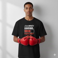 Texrium Kick Boks Tasarımlı " Kickboxer Loading " Baskılı Pamuklu Unisex T-Shirt