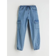 LC Waikiki Lcw Kids Indigo Beli Lastikli Erkek Çocuk Kargo Jean Pantolon