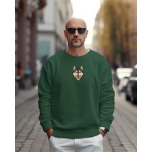 Muhtar Store Minimal Köpek Figürlü Unisex Sweatshirt – Göğüs Ortası Baskı