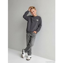 LC Waikiki Lcw Kids Antrasit Baggy Fit Kız Çocuk Jean Pantolon Düz Desensiz Esnek Denim