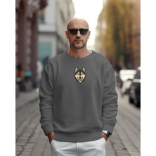 Muhtar Store Minimal Köpek Figürlü Unisex Sweatshirt – Göğüs Ortası Baskı