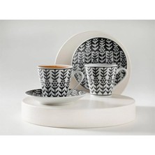 Şık 4'lü Kahve Fincan Takımı, 80 Ml, Siyah, Çift Kişilik, Modern Tasarım