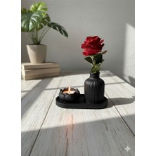 Modesta Home Modern Tepsili Dekoratif Vazo ve Mumluk Seti – Masa Üstü Ev Dekoru
