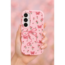 Coolacs Samsung Galaxy S25 Plus & Galaxy S24 Plus Kılıf Kamera Çıkıntılı Kurdele ve Çiçek Kabartmalı Silikon Kapak