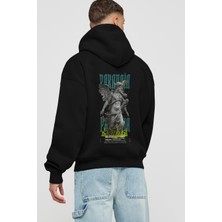 Ankhises Paranoia Arka Baskılı Siyah Oversize Kapüşonlu Sweatshirt Erkek Kadın