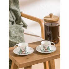 Yılbaşı Temalı 2 Kişilik Porselen Kahve Fincan Takımı