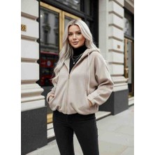 Asprin Kapşonlu Süet Mont