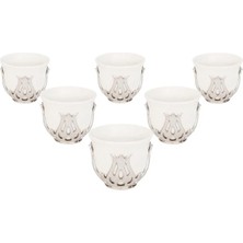 6'lı Mırra ve Zemzem Seti, Porselen Arap Kahvesi Fincanları Gümüş