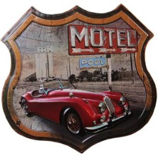 Calperia Dekoratif 3D Motel &kırmızı Chevrolet Temalı Duvar Panosu