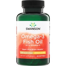 Swanson Omega-3 Fish Oil With Vitamin D - Lemon Flavored 1000MG - 60 Softgels