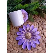 El Yapımı Seramik Papatya Çiçek Fincan ve Bardak Altlığı Seti