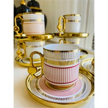 Renkli Porselen Lüks Fincan Takımı 6'lı Türk Kahvesi Seti