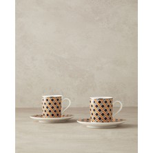 Modern 4'lü Kare Bone Porselen Kahve Fincan Takımı, Şık ve Zarif Tasarım