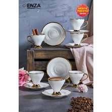 6'lı Porselen Kahve Fincanı Takımı, 90ML, Şık ve Dayanıklı Set