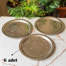 Dmt Copper Home 430 Kalite Krom Çelik 6 Adet Tepsi 24 cm – Fırına Uygun, Osmanlı Motifli, Kebap & Restoran Sunum Tepsisi