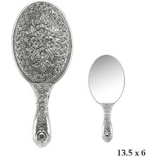 Calperia 925 Ayar Gümüş Papatya Motifli El Aynası