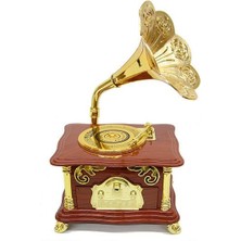 Calperia Gramofon Ayaklı Müzikli Vintage Müzik Kutusu Hediyelik