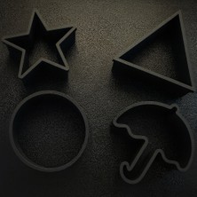 Siessa Squid Game Kurabiye Kalıp Seti – Daire, Üçgen, Yıldız ve Şemsiye (3d Baskı Pla)