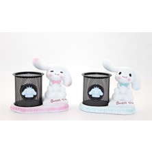 Calperia Polyester Tavşanlı Masa Üstü Kalemlik Dekoratif Hediyelik