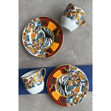 Iki Desenli Çift Kişilik Kahve Fincan Takımı Sunum Seti