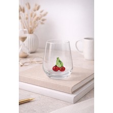 Crystal Passion El Yapımı Cam Kiraz Figürlü Bardak Şeffaf Dekoratif Cam Su Bardağı