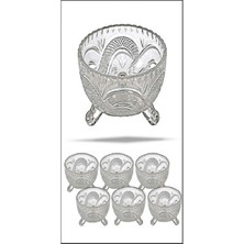 DS LLC 6'lı Kristal Lüx Ayaklı Cam Çerezlik Şekerlik Sunumluk Kase DSLLC34-43TX