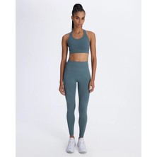 Kap Adaçayı Yeşili Seamless Ikili Takım Tayt ve Bra - Toparlayıcı Spor Tayt