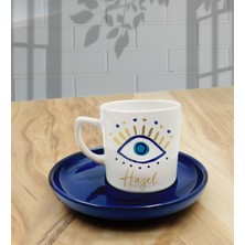 Kişiye Özel Nazar Boncuklu Kahve Fincanı Hediye Seti