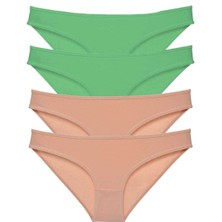 DS LLC 4 Adet Süper Eko Set Likralı Kadın Slip Külot Yeşil Ten DSLLC34-43TX