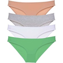 DS LLC 4 Adet Süper Eko Set Likralı Kadın Slip Külot Ten Gri Beyaz Yeşil DSLLC34-43TX