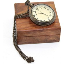 Calperia Ahşap Kutulu Pirinç Köstekli Saat