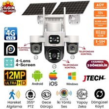 Jtech X-24 3mp+3mp+3mp+3mp 12MP Aov E-Sim 4g 2xsolar 4 Kameralı 3 Ptz Akıllı Kamera