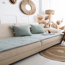 NDC Home Yeşil Premium Keten Evcil Hayvan Dostu Keten Koltuk Pedi / Şilte [kırlentli] (80X180)