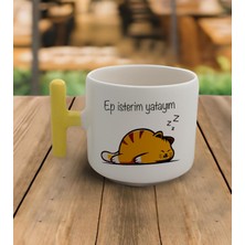 Duble Türk Kahvesi Fincanı ve Espresso Kupa, 200 Ml, Sarı Kulp