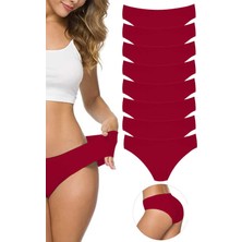 DS LLC 8 Adet Kadın Dikişsiz Lazer Kesim Esnek Iz Yapmayan Külot Bordo DSLLC34-43TX