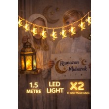 Pairla 1,5 Metre 3 Yıldız 1 Ay Ramazan Temalı LED Işıklı Süsleme Seti Ramazan Süsleri, Ramazan Hediyem Ramazan Süsü